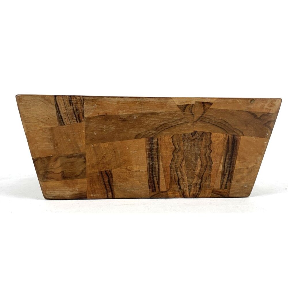 Handmade Segmented Wood Bowl Square 9" Vintage MCM - Picture 8 of 11